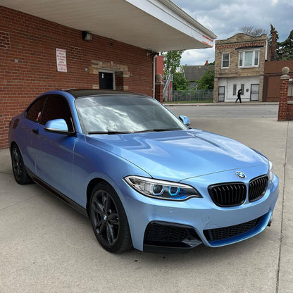 Glossy Metallic Silver Lake Blue.