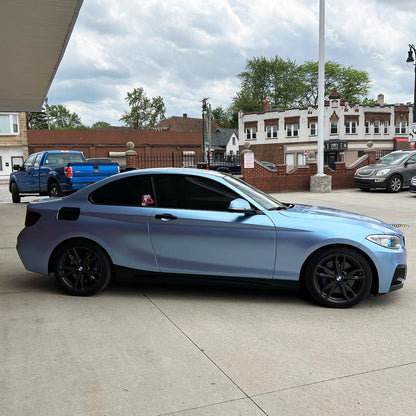 Glossy Metallic Silver Lake Blue.